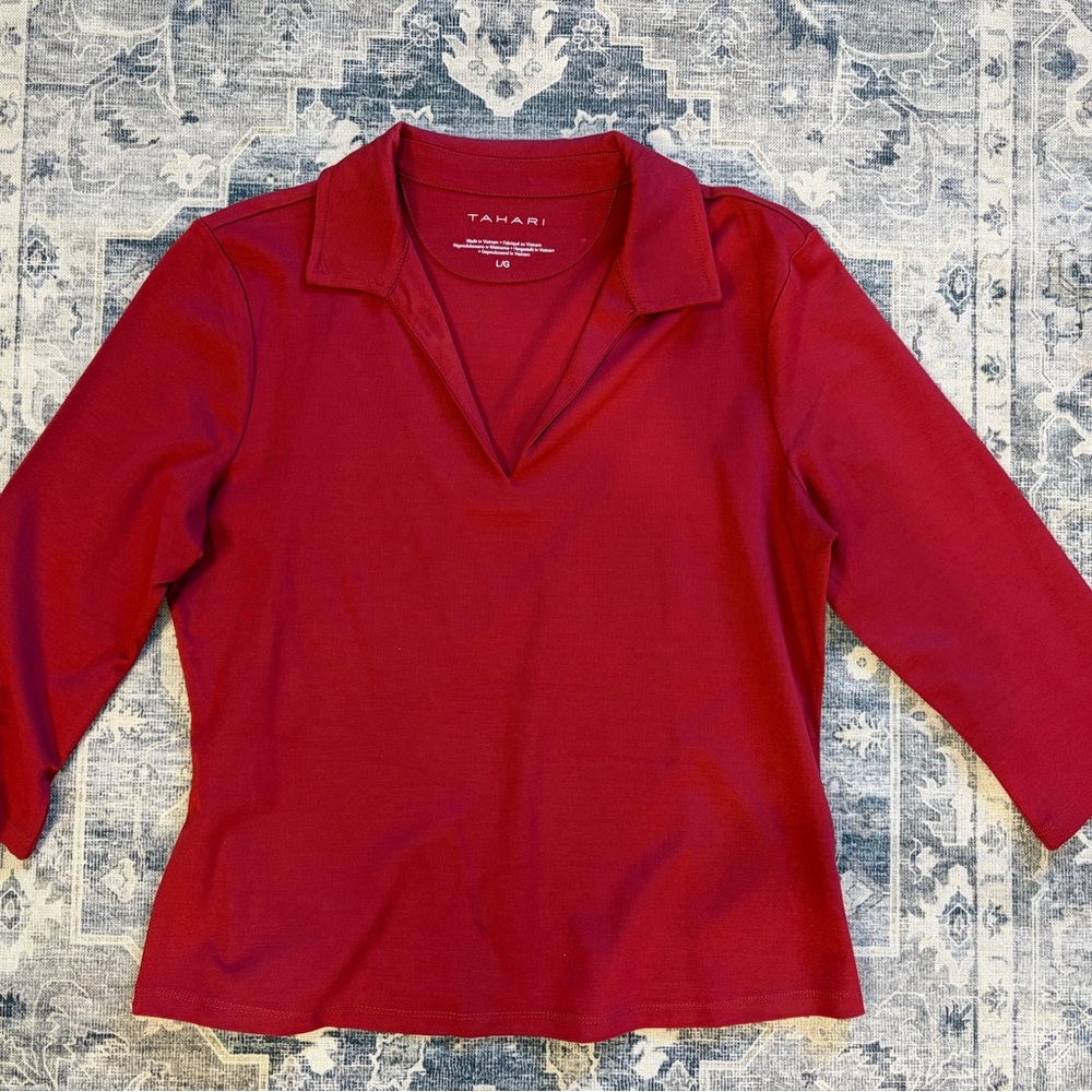 Tahari Women's Classic Burgundy Blouse